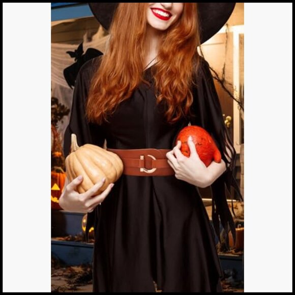 PU Leather Elastic Stretch Belt Hook Closure Vintage Renaissance Fashion main image 7